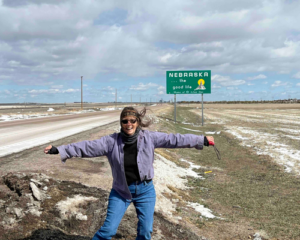 Woman on Nebraska birding tour