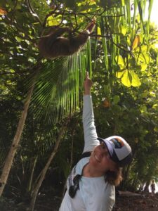 Sheridan Samano With Sloth Close Encounter in Costa Rica